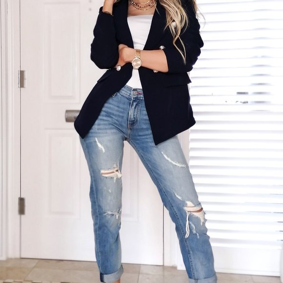 Preslie Button Blazer Jacket Black - Picture 3 of 3